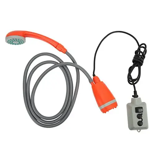 Produktbild: Tragbare Campingdusche, 2,5 l pro Minute Camp Duschpumpe, wiederaufladbare USB Außendusche mit Duschkopf, elektrische tragbare Dusche für Wandern, Haustierreinigung, Wohnmobil, Autowäsche, Reisen