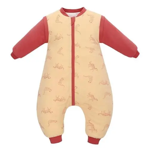 Produktbild: Tragbare Decke Schlafstrampler mit Füßen Beinen Baby Kinder Mädchen Junge Baumwolle Winter 2,5 Tog 0-6 Monate