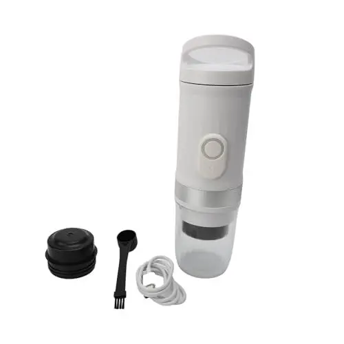 Produktbild: Tragbare Elektrische Espressomaschine, Reisekaffeemaschine für Camping, Auto, Kompatible Kaffeekapseln und Gemahlener Kaffee, Heizfunktionen, 20 Bar Druck, 9600 MAh