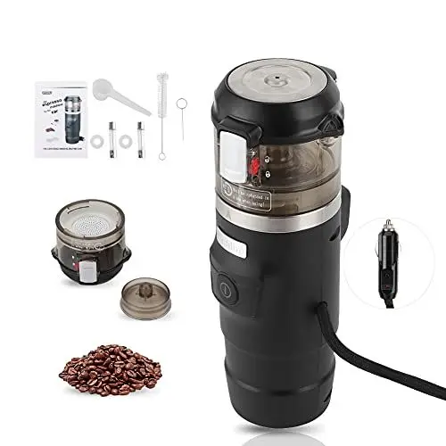 Produktbild: Tragbare Kaffeemaschine Set, 12V Zigarettenanzünder Auto Kaffeemaschine, tragbare Espressomaschine für Reisen, Auto, Zuhause