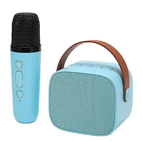 Produktbild: Tragbare Karaoke-Maschine mit Kabellosem Mikrofon, Lautsprecher für Heim-Karaoke, Mehrere Verbindungen, Erwachsene und (Blue)