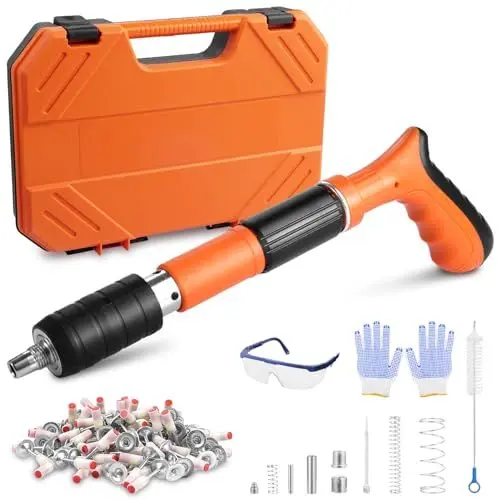 Produktbild: Tragbare Manuelle Nagelpistole, Beton Nagelpistole, 5-Gang-Verstellbare Mini Nagelpistole mit 200 Nägeln, Holzbearbeitung und Dekoration, Integrierter Luftnagler für Rote Ziegelwände Betonwände