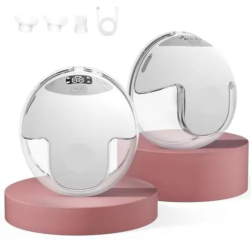 Produktbild: Tragbare Milchpumpe, tragbar, elektrische Milchpumpe, freihändig mit 4 Modi und 12 Stufen, starke Saugkraft, LED-Display, 24 mm versiegelter Flansch, 2 Stück