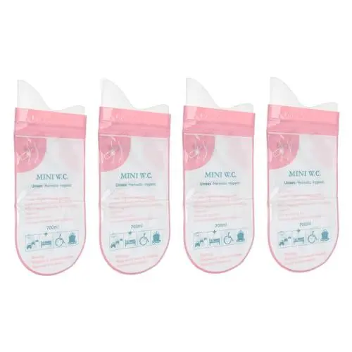 Produktbild: Einweg-Urinbeutel, 4 Stück Saugfähige Baumwolle, Geruchsverhinderung, Notfall-Urinbeutel, 700 Ml Fassungsvermögen für Camping (Rosa)