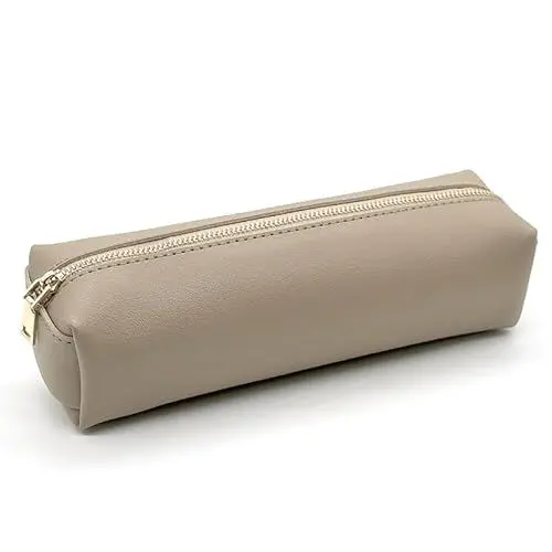 Produktbild: Tragbare PU-Federmäppchen Große Federmäppchen Kosmetik-Organizer-Tasche Schreibwaren für Schule & Büro Teen Geschenk (Hell Khaki)