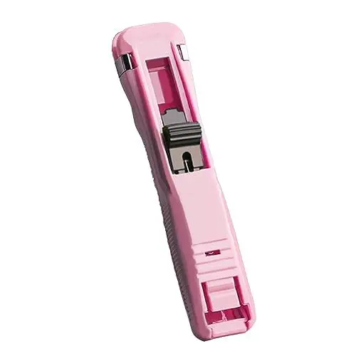 Produktbild: Tragbare Papierklammer, Handgehaltener Büroklammerspender, Wiederverwendbar, Schneller Papierschneider für Zuhause, Schule, Schreibtisch, Büro, Dokumente (Rosa)