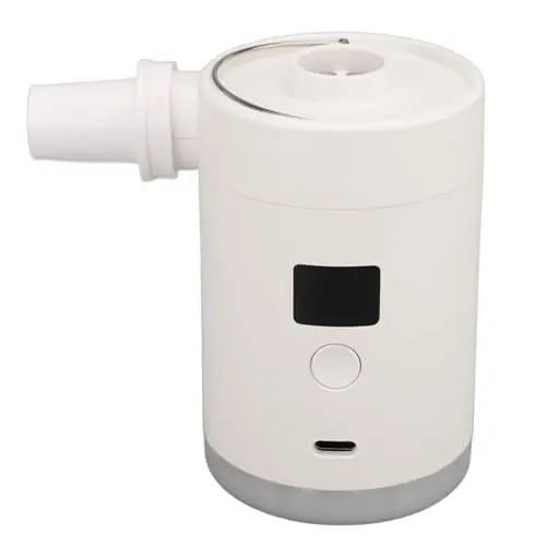Produktbild: Tragbare Pumpe für Schlauchboote, Wiederaufladbare Luftpumpe mit LED-Licht, 4000-mAh-Akku, USB, Camping-Licht für Matratze, Pool, Floß (White)