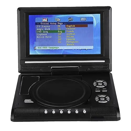 Produktbild: Tragbarer 7-Zoll-DVD-Bildschirm, Wiederaufladbarer Fernseher, Auto-Soundmaster, Player, Drehbares Ladegerät, Gamepad, 100-240-V-US-Stecker