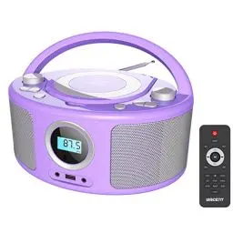 Produktbild: Tragbarer CD-Player Boombox mit Bluetooth | Fernsteuerung | FM-Radio | USB | MP3-Wiedergabe | Kompatibel mit CD-R/CD-RW, Radio CD-Player