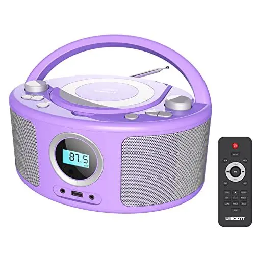 Produktbild: Tragbarer CD-Player Boombox mit Bluetooth | Fernsteuerung | FM-Radio | USB | MP3-Wiedergabe | Kompatibel mit CD-R/CD-RW, Radio CD-Player