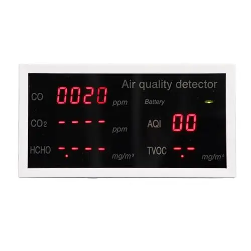 Produktbild: Tragbarer CO2-Monitor, 5-in-1-Luftqualitätsmonitor-Detektor für CO2, CO, AQI, HCHO und TVOC mit Tragbarem Wiederaufladbarem Tester, Messgeräte für die Luftqualität in Innenräumen