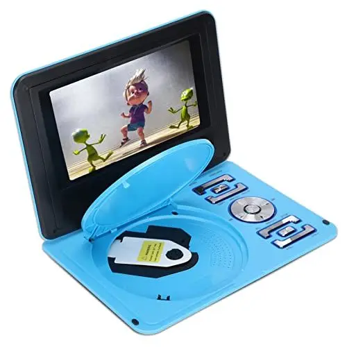 Produktbild: Tragbarer DVD-Player, 6,8-Zoll-HD-Bildschirm-DVD-Player, Unterstützung für 270-Grad-Schwenk-Mobile-DVD-Player, U-Disk/SD/MMC-Kassette, mit Fernbedienung, für Auto/Kinder/Zuhause(EU-blau)