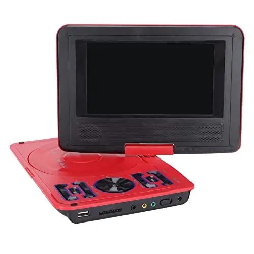 Produktbild: Tragbarer DVD-Player mit Großem Schwenkbarem Bildschirm, 806 Mobiler DVD-Player, 1500 MAh, Wiederaufladbar, Unterstützt Synchronisierung von TV/SD-Karte/USB/Region (Rot)