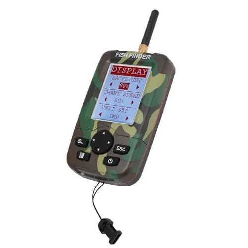 Produktbild: Tragbarer Fischfinder, LED LCD Display, Kabelloser Mobiler Fischfinder mit Sonar Sensor Sender für Angelbegeisterte (Tarnung)