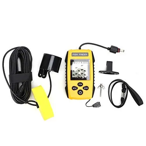 Produktbild: Tragbarer Fischfinder, Tragbarer Fischfinder mit LCD-Display und Sonarsensor, Erkennt Wassertiefe, Fischstandort, Fischgröße, Unkraut, Sand, Steine ​​auf Dem Meeresboden, 100 M