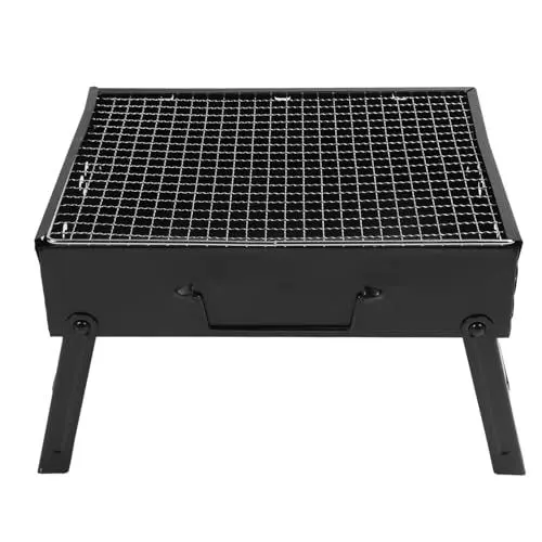 Produktbild: Barbecue-Grill, Holzkohle, tragbarer Tisch-Gasgrill, zusammenklappbarer Tisch-Campinggrill aus Edelstahl für Outdoor-Küche, Terrassengarten, Kochen, Picknicks