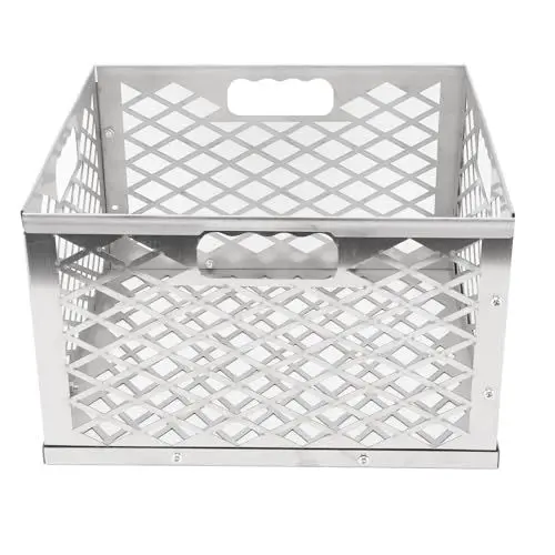 Produktbild: Garsent Holzkohlekorb, Abnehmbares Design, Tragbare Feuerbox aus Edelstahl Zum Grillen, Robust, Langlebig mit Schönem Flammenloch, Praktisch, Leicht zu Reinigen
