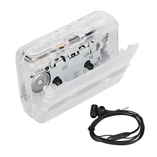 Produktbild: Tragbarer Kassettenspieler UKW-Radio Tragbarer Retro-Mikrokassettenspieler Klassischer Kassettenspieler mit 3,5-mm-AUX-Anschluss und Bluetooth (Transparent)