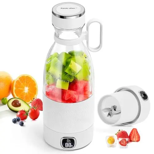 Produktbild: Tragbarer Mixer, 350 ml Mixer Smoothie Maker mit Intelligentem LED-Display, Wiederaufladbarer USB Mixer für Fitness, Reisen und Arbeit