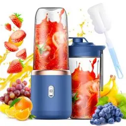 Produktbild: Tragbarer Mixer, Afenau 400ML Portable Blender mit Bürste und Ersatzbecher, USB-Laden Smoothie Blender, Standmixer Klein für die Zubereitung von Milchshakes, Säften, Smoothies