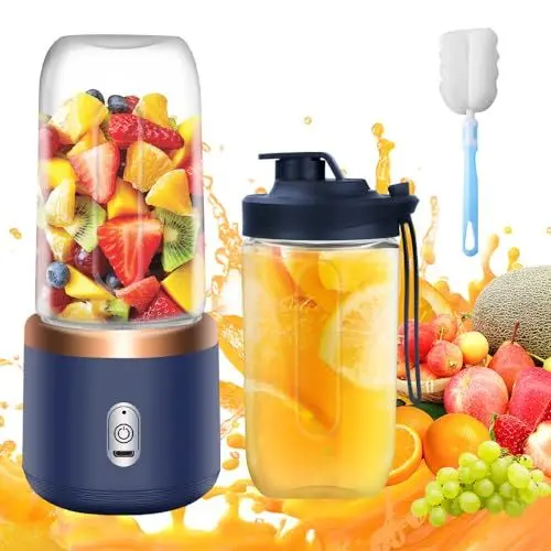 Produktbild: Tragbarer Mixer, TGKYK 400ML Portable Blender mit Tassen, Bürsten und 6 Klingen, USB-Laden Mixer Smoothie Maker to go, Standmixer Klein für die Zubereitung von Milchshakes, Säften, Smoothies
