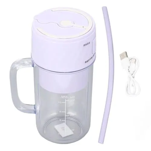 Produktbild: Tragbarer Mixer, effizient, wiederaufladbar, 10 Klingen, leistungsstarker Smoothie-Maker, Entsafterbecher für Outdoor, Camping, Zuhause, Küche, ABS-Material, 1200 mAh Akku (Lila)