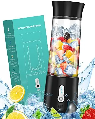 Produktbild: Tragbarer Mixer für Shakes und Smoothies, USB Wiederaufladbarer Personal Blender mit 500ML Fassungsvermögen, Starken Edelstahlklingen und Leistungsstarkem Motor, für Reisen, Camping, Fitnessstudio
