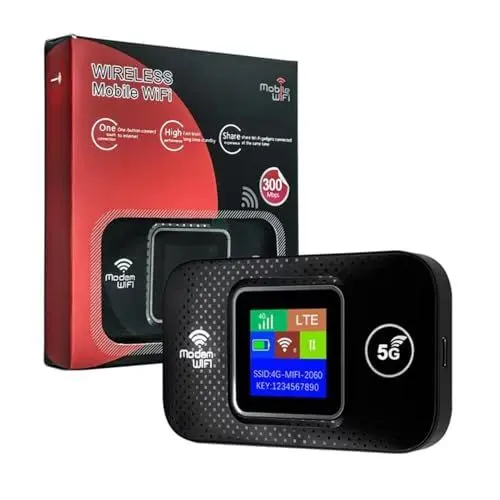 Produktbild: Tragbarer Mobiler WLAN-Hotspot für Unterwegs, 4G-LTE-Router mit 300 Mbit/s, Hohe Geschwindigkeit, Kabellose Internet-Router-Geräte mit SIM-Kartensteckplatz, Bis zu 10 Benutzer
