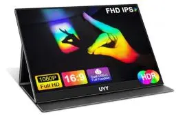 Produktbild: UYY Monitor portabel 15.6 Ultra-Thin FHD 1080P,2024 Travel IPS Monitor,HDR Gaming Monitor mit Smart Cover und Zwei Lautsprechern, HDMI,Type-C, |Laptop|PC|Phone|Mac|PS|Game Console