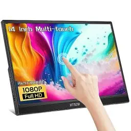 Produktbild: Tragbarer Monitor Touchscreen,14 Zoll FHD 1920x1080 Laptop Monitor USBC HDMI IPS Display Kickstand &Lautsprecher,HDR Plug&Play Externer Monitor für Laptop PC Telefon Mac Xbox PS5/PS4 Switch