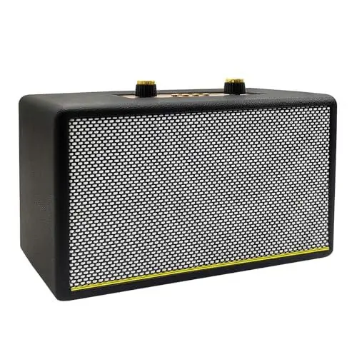 Produktbild: Tragbarer Retro-Bluetooth-Lautsprecher mit FM-Radio, Höhen-/Bass-AUX-Eingang, USB-Anschluss, Micro-SD-Kartenslot, kabellose Lautsprecher, batteriebetrieben, Geschenk für Zuhause/Klassenzimmer/Party