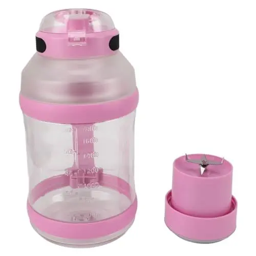 Produktbild: Tragbarer Sportmixer mit Doppeldeckel und 2-Liter-Design, Hochgeschwindigkeitsmixer mit 18.000 U/min für Smoothies, Smoothies, Sicheres und Gesundes Material (hellviolett)