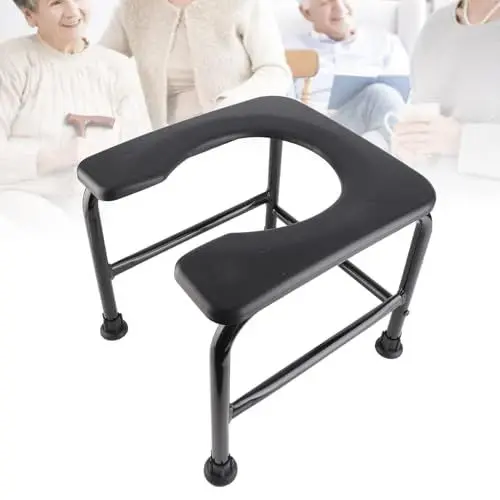 Produktbild: Tragbarer Toilettenstuhl, Toilettensitz, ältere, Schwangere Frau, Badezimmer, Sitzender Badehocker (Schwarz)