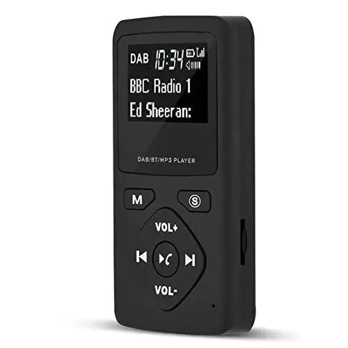 Produktbild: Tragbares DAB Radio, DAB/DAB+ Pocket Digital Radio Receiver, Unterstützt FM-Radio/Bluetooth-Player/TF-Karten-MP3-Player, Bluetooth MP3-Player mit Kopfhörer