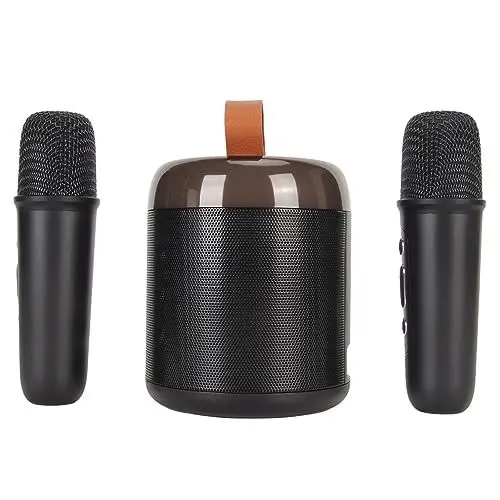 Produktbild: Tragbares Karaoke Set mit RGB Bluetooth Lautsprecher, 2 Kabellosen Mikrofonen für Kinder & Erwachsene, Unterstützt 512GB Speicher, Ideal für Familienfeiern