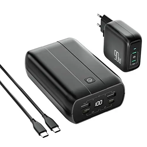 Produktbild: Tragbares MacBook Pro/Air Ladegerät, imuto 100W Power Bank mit 90W USB-C Ladegerät Bundle, Tragbares Laptop Ladegerät für Dell XPS, Lenovo, iPhone 14/13, Galaxy S21, iPad Pro, Steam Deck, Switch