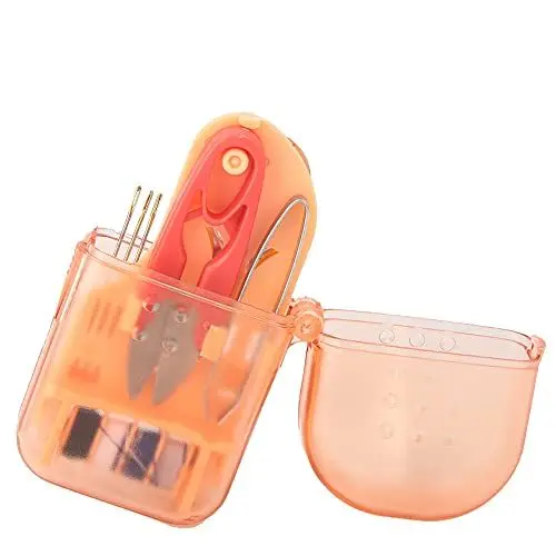 Produktbild: Tragbares Nähset,Nähzubehör-Set, Tragbares Nähzubehör Für Anfänger, Exquisiter Und Tragbarer Mini-Nähwerkzeugkasten aus Kunststoff in Macaron-Farbe, Nadelschere Für Die Reise(orange), Nähset Nähm