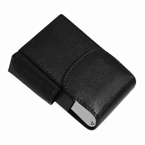 Produktbild: Tragbares Zigarettenetui aus PU-Leder und Rostfreiem Material Zum Organisieren und Aufbewahren von Zigaretten und Zubehör (BLACK)