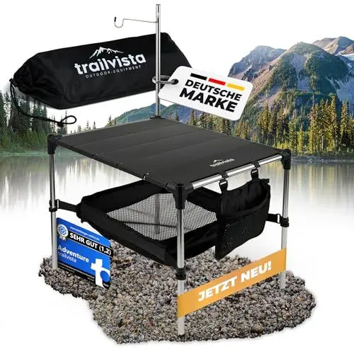 Produktbild: trailvista® Campingtisch (Passt in jeden Rucksack) Klappbar und Ultraleicht - Beistelltisch Outdoor Klapptisch | Camping Tisch klein zum Wandern, Paddeln, Picknick, Angeln, Radwandern, Festival