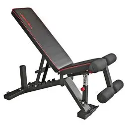 Produktbild: Train Hard® Premium Hantelbank verstellbar als Flachbank Schrägbank Negativbank mit Bein-Fixierung und Transportrollen, 7,5 cm extra dicke Polster, belastbar bis 450kg