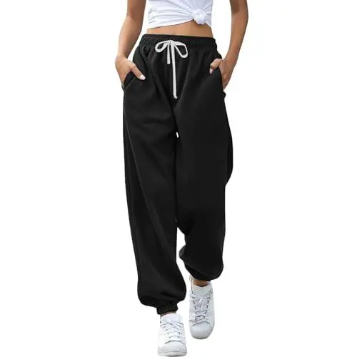Produktbild: Trainerhose Damen Bequem Atmungsaktiv Leggings Mädchendchen Teenager Klamotten High Waisted Sweatpants Warme Jogginghose Breite Hosen Damen Italienische Mode Damen Sommer