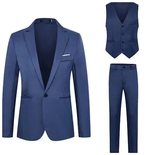 Produktbild: Trainingsanzüge Herren modisch, lässig, Anzug, Hose, Jacke, Unterhemd, dreiteiliges Set Westernfilme (Dark Blue, M)