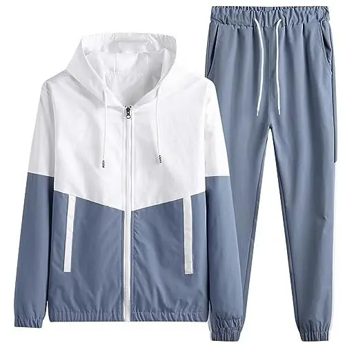Produktbild: Generisch Herren Jogging Anzug Trainingsanzug Sportanzug Gym Warm Tracksuit Atmungsaktiv Hausanzug Mens Tracksuit Bottoms Jogginghose Herren Baumwolle grau Anzugjacke Herren schwarz große größe