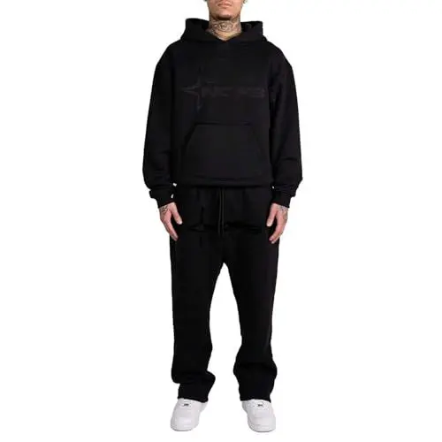 Produktbild: Trainingsanzug Herren NOFS Tracksuit 2 Teilig Y2k Hoodie und Sporthose Baggy Jogginganzug Hip Hop Streetwear Buchstaben Druck Sport Freizeitanzug Atmungsaktiv Hausanzug Geschenk Junge Papa Freund