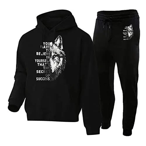 Produktbild: Trainingsanzug Herren Winter Warm Jogginganzug Männer Sportanzug Casual Jogginghose Kombiteil Sweatjacke Traininghose Set Sets wollpullover herren Trainingshose Herren Lang Dünn Baumwollgewebe