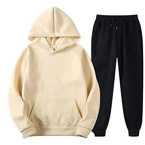 Produktbild: Trainingsanzug Set Jogginganzug Herren Partner 2Er Set Für Paare Sweatshirt Hose Hoodie Beige L