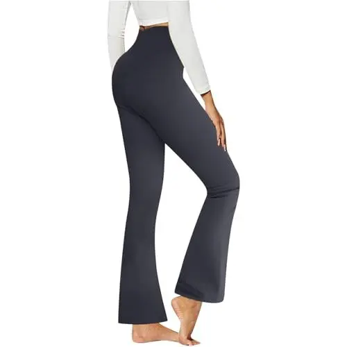 Produktbild: Trainingshose Damen Outdoor-Sport Ausgestelltem Bein Bootleg Yoga Hose Jogginghose Schwarz Bequeme Push Up Sportleggins Skims Dupe mit Taschen Schlaghose Lang High Waist Flared Leggings Yoga Pants