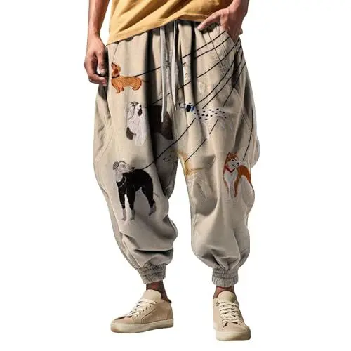 Produktbild: Herren Fun Print Fashion Street Feel Casual Jogginghose Herren Sporthose Weit (Sky Blue, XXXL)