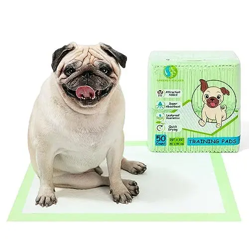 Produktbild: Trainingsunterlagen für Hunde und Welpen, 56x56 cm Welpenunterlage - 50 Stück mit Anti-Rutsch-Klebestreifen, Auslaufsicheres Hygieneunterlagen mit Schnell Trocknender Oberfläche