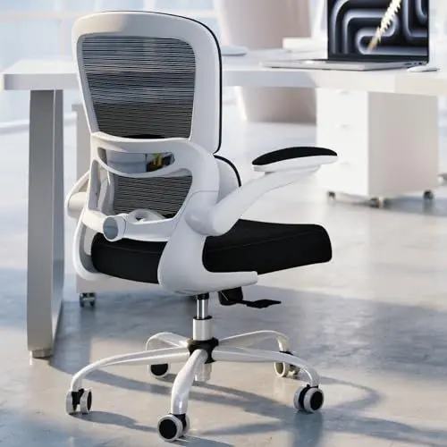 Produktbild: TRALT Bürostuhl Schreibtischstühle Mesh Computer Schreibtischstuhl mit Rollen Ergonomischer Bürostuhl Höhenverstellbar Drehstuhl Arbeitsstuhl (Schwarz) (Keine Kopfstützen, Schwarz Weiß)